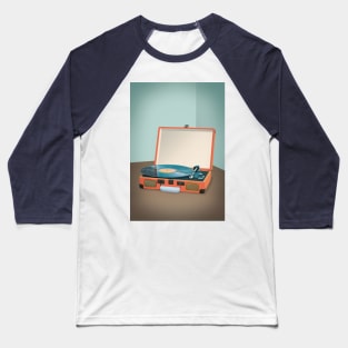 Vintage Turntable With Vinyl Record Illustration Baseball T-Shirt